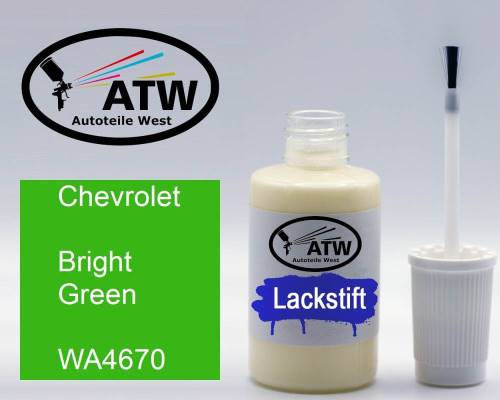 Chevrolet, Bright Green, WA4670: 20ml Lackstift, von ATW Autoteile West.